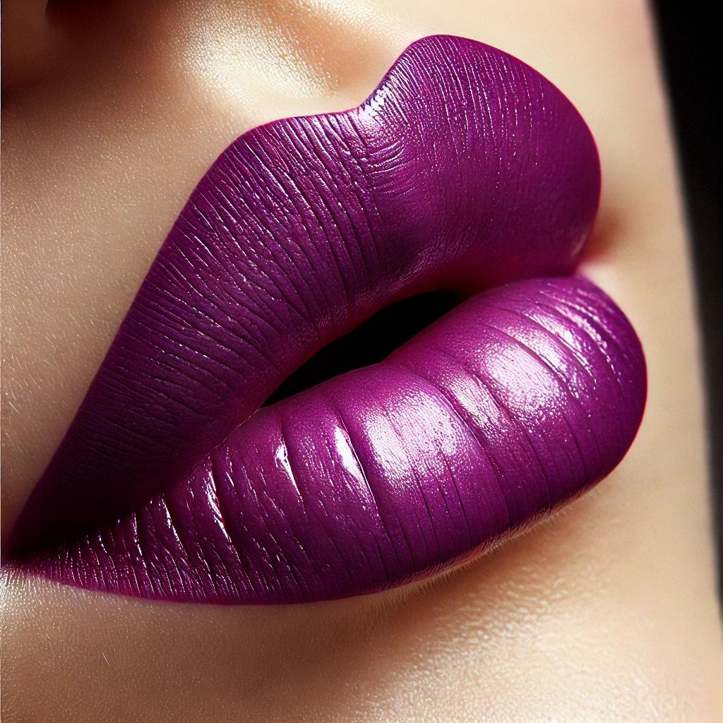 Lips wearing Non-Toxic Fuchsia Purple Lipstick | Coastal Classic Creations®