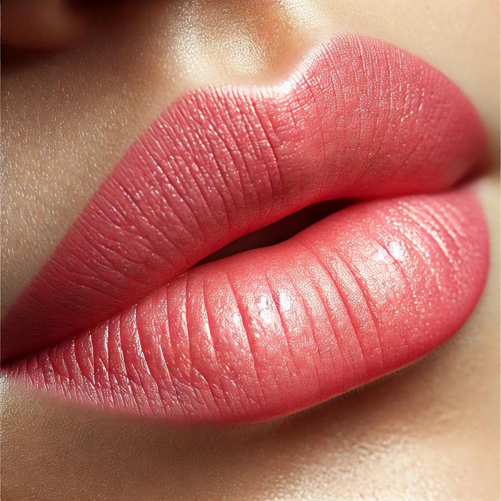 Lips wearing Non-Toxic Coral Pink Lipstick | Coastal Classic Creations®