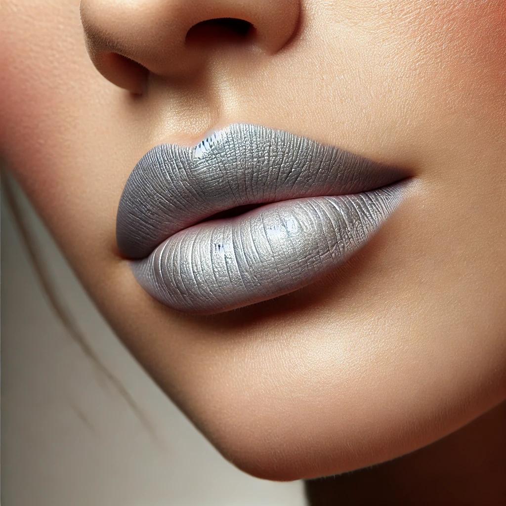 Lips wearing Non-Toxic Lipstick | Metallic Silver | Coastal Classic Creations®