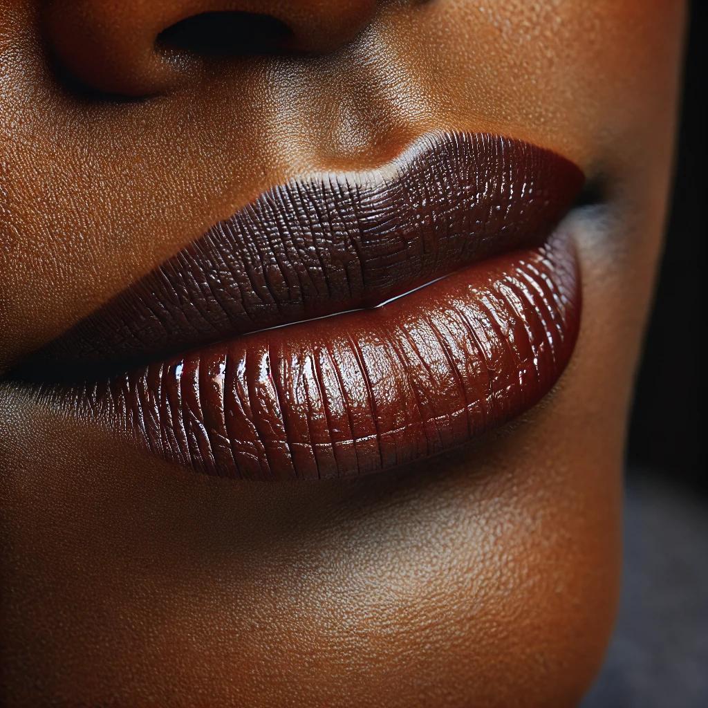 Lips wearing Non-Toxic Deep Brown Lipstick | Coastal Classic Creations®