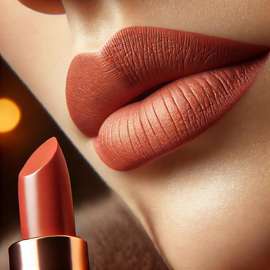 Lips wearing Non-Toxic Orange Red Lipstick | Coastal Classic Creations