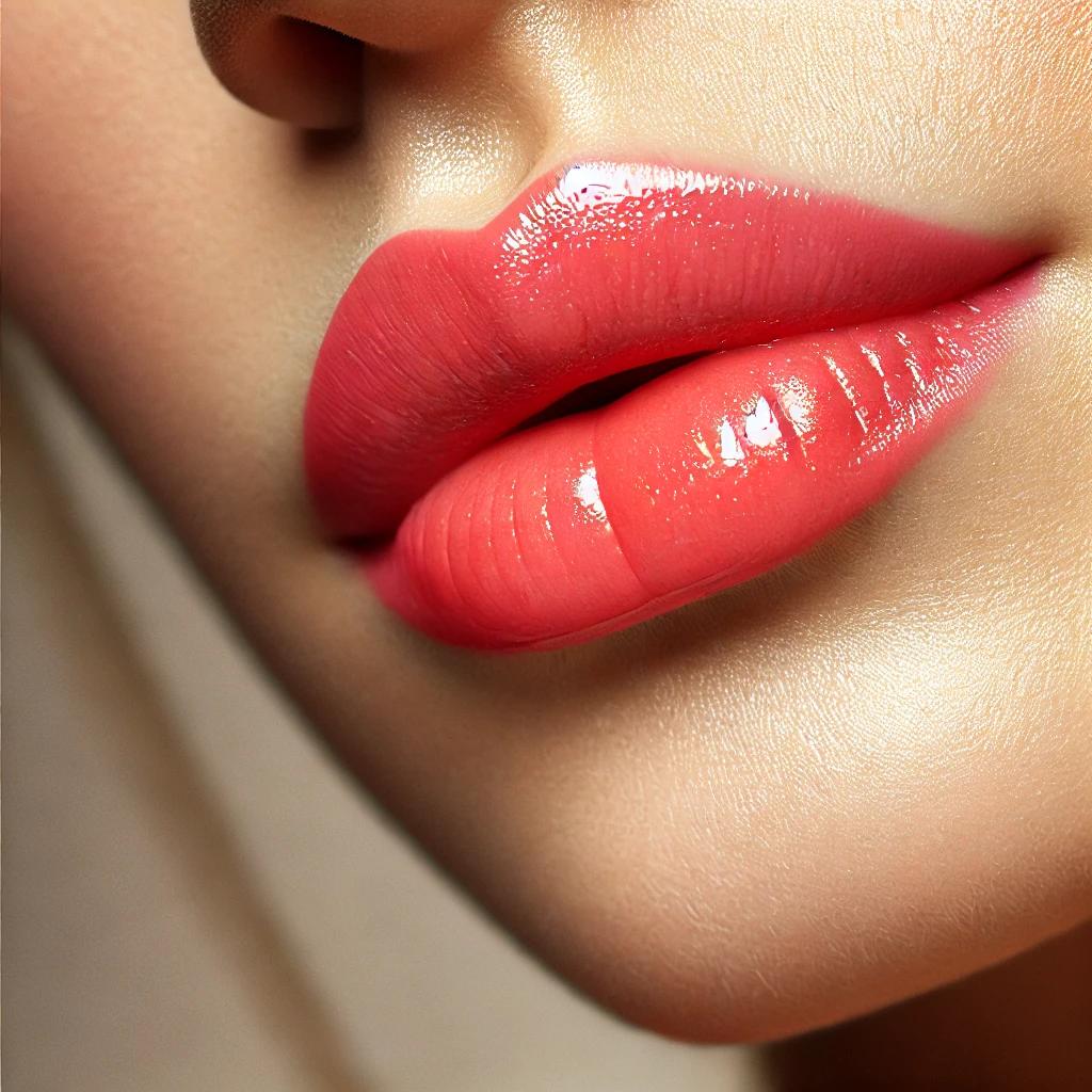 Lips wearing Non-Toxic Strawberry Red Lipstick | Coastal Classic Creations®